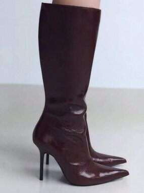 Burgundy Sexy Women's High Heel Over-The-Knee Boots